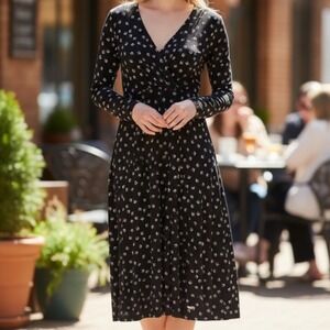 Lauren Ralph Lauren Women's 16 Fit & Flare Dress Black Geometric Retro Classic